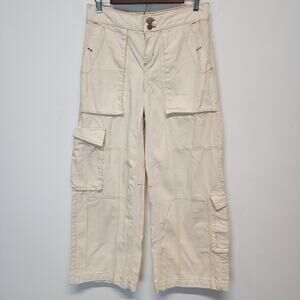 BDG Urban Outfitters Baggy Cargo Jeans Cream Wide Leg Relaxed 90s Size S 30x30